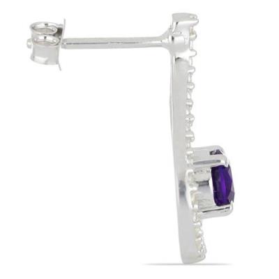 BUY 925 STERLING SILVER AFRICAN AMETHYST ROUND GEMSTONE CLASSIC EARRINGS WITH CUBIC ZIRCONIA – WHOLESALE JEWELRY